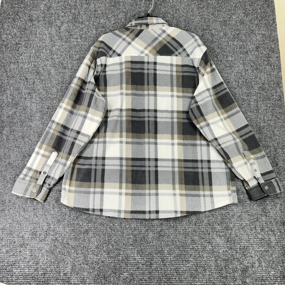 Eddie‎ Bauer Fleece Shacket Shirt Jacket Plaid Dual Pocket Outdoor Mens XL
